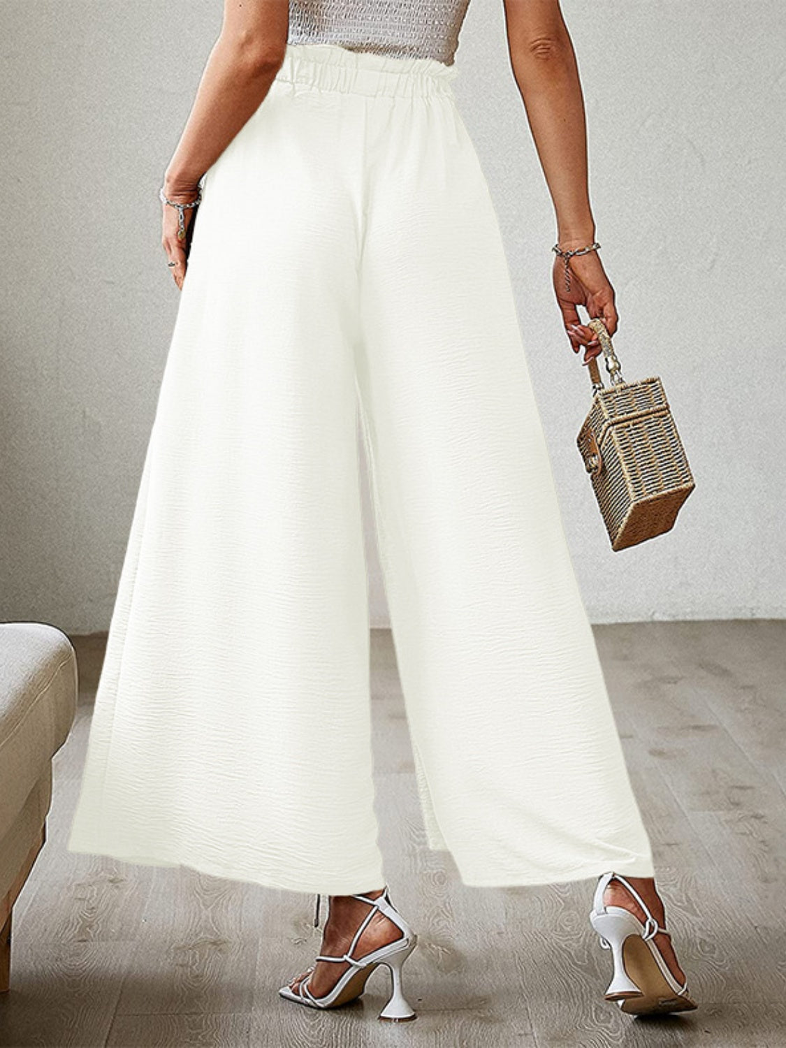 Tied Slit Wide Leg Pants Trendsi