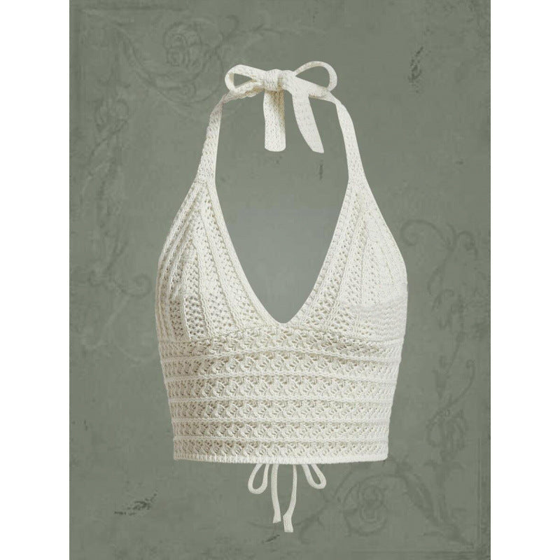 Seaside Holiday Short Inner Woven Halter Top Vest For Women ARZ