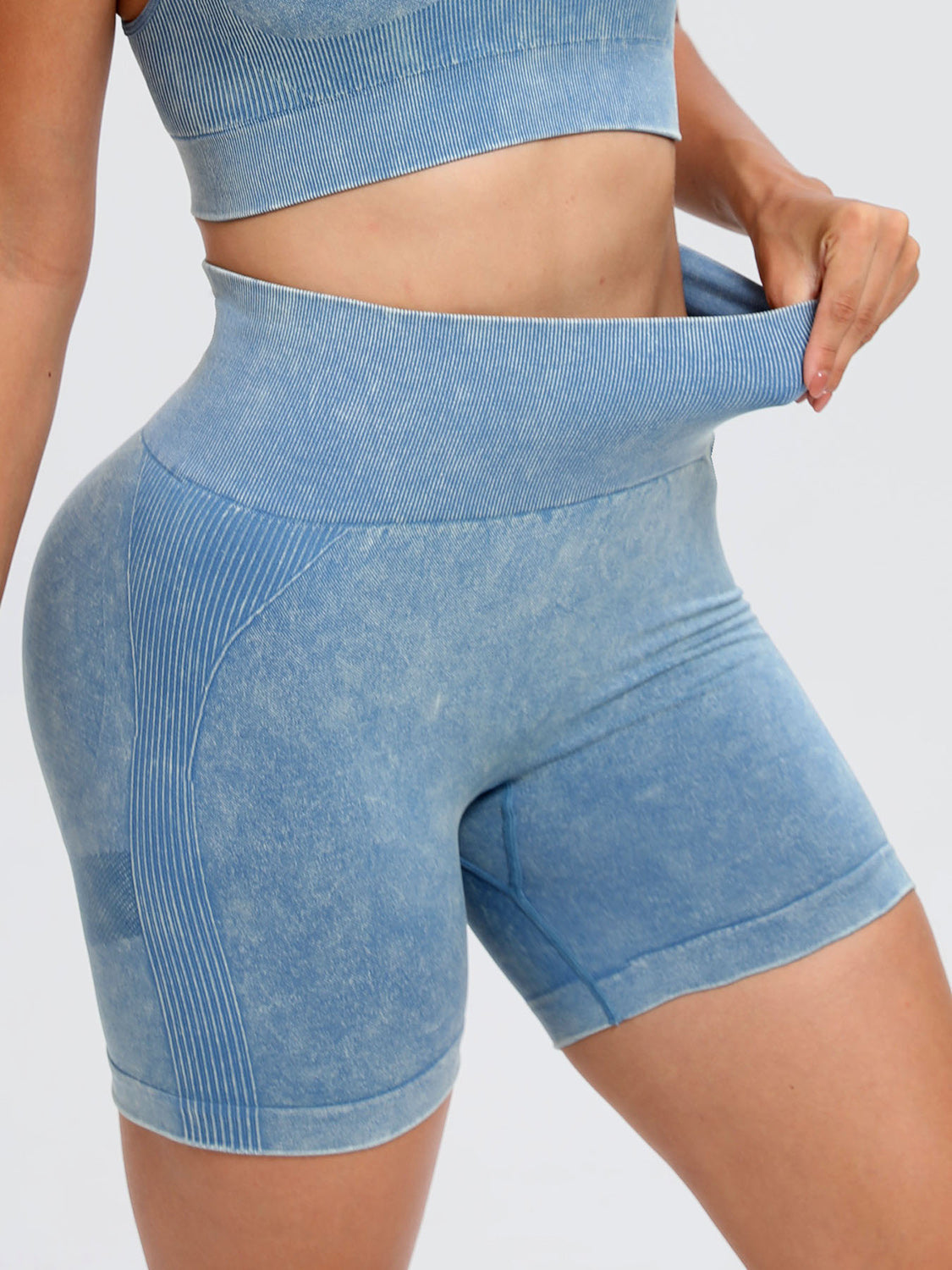 Washed High Waist Active Shorts Trendsi