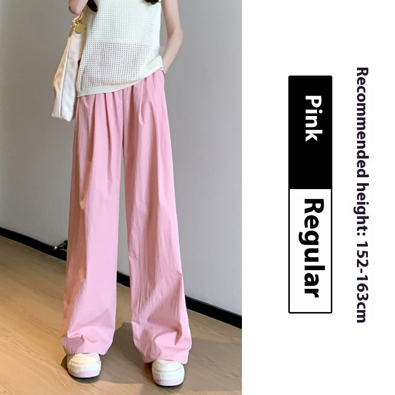 High Waist Drooping Straight Pleated Cotton And Linen Casual Pants ARZ