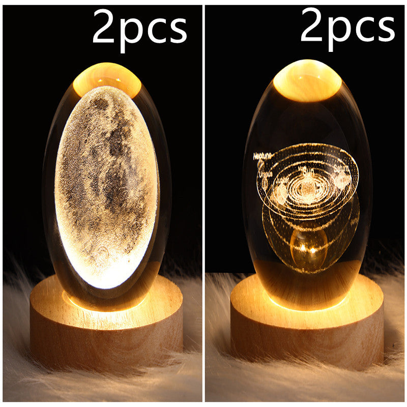 LED Night Light Galaxy Crystal Ball Table Lamp 3D Planet Moon Lamp Bedroom Home Decor For Kids Party Children Birthday Gifts ARZ