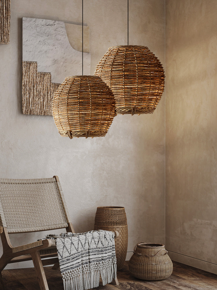 Rattan Chandelier At The Bedside Of Wabi Sabi B&B Study Room ARZ