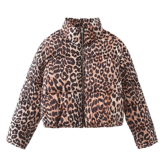 Women's European And American Leopard-print Padded Loose Cotton-padded Jacket ARZ