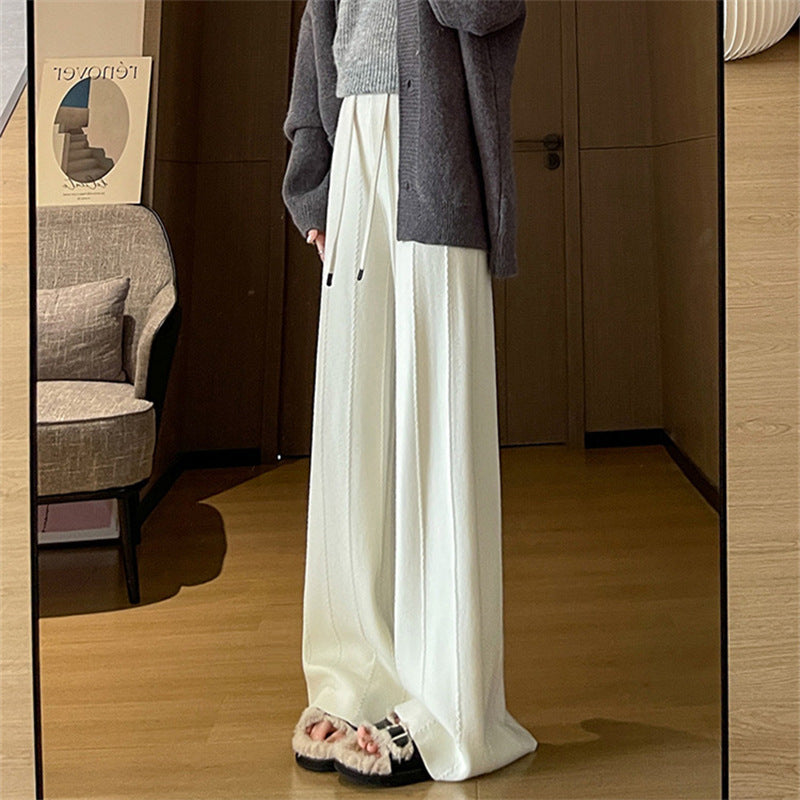 Women's High Waist Drooping Knitted Wide-leg Pants Loose ARZ