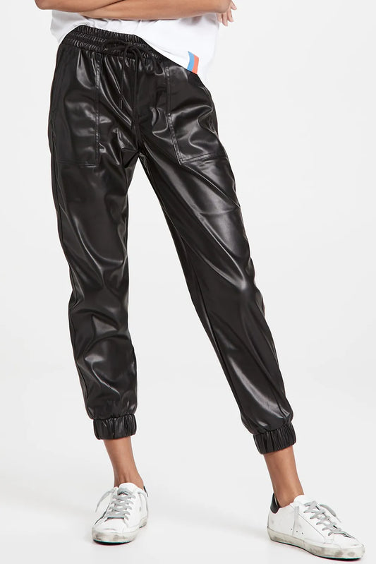 Drawstring PU Leather Pants with Pockets Trendsi