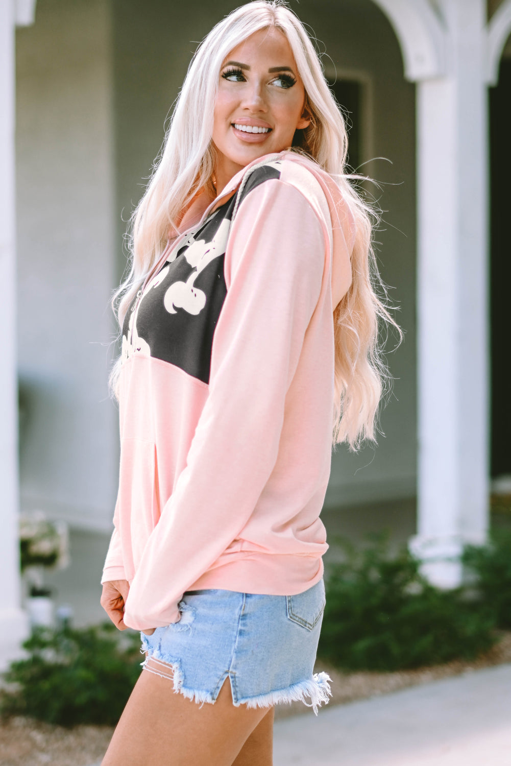 Half-Zip Long Sleeve Hoodie Trendsi