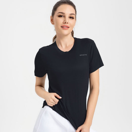 Women's Sports Short Sleeve Quick-drying Breathable Cooldry Gym Running Training Printed Top Round Neck T-shirt ARZ