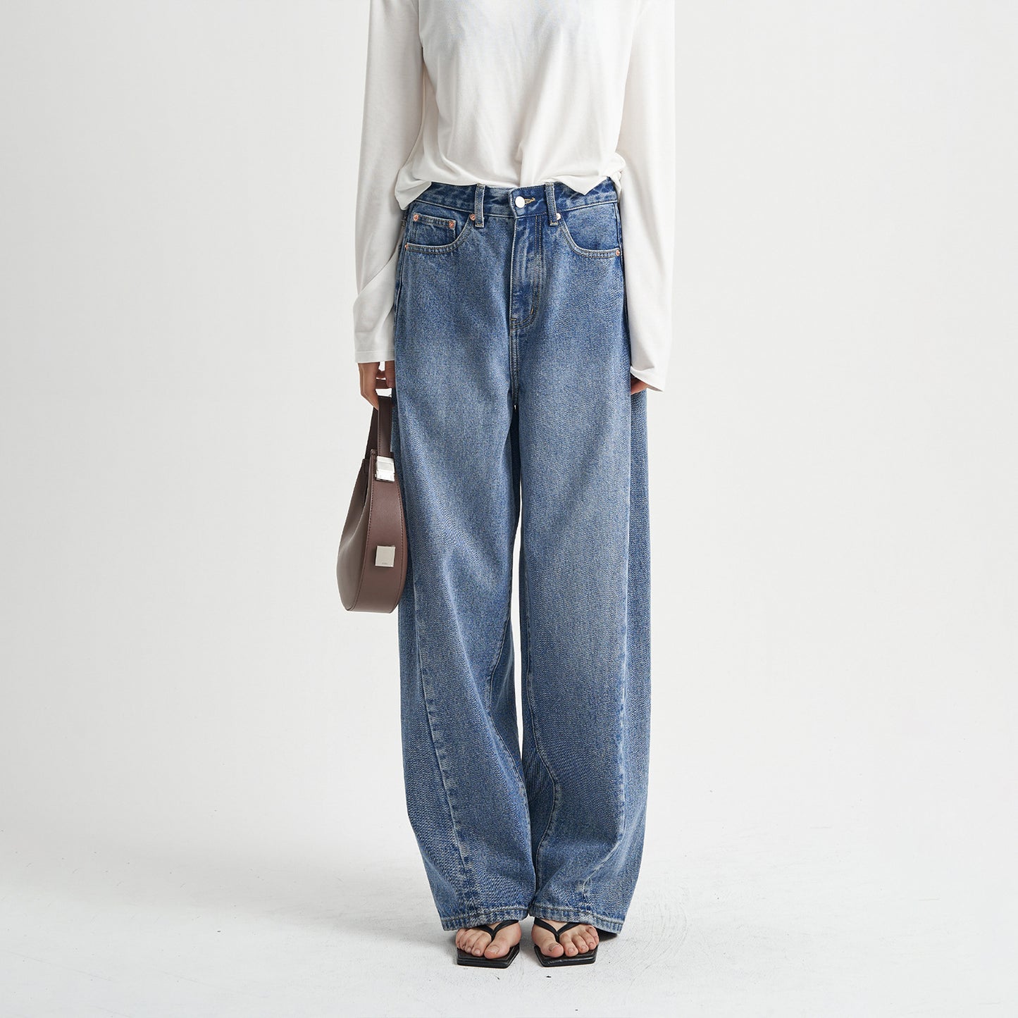 Blue Washed Loose Jeans High-end Women's Trousers High-grade ARZ