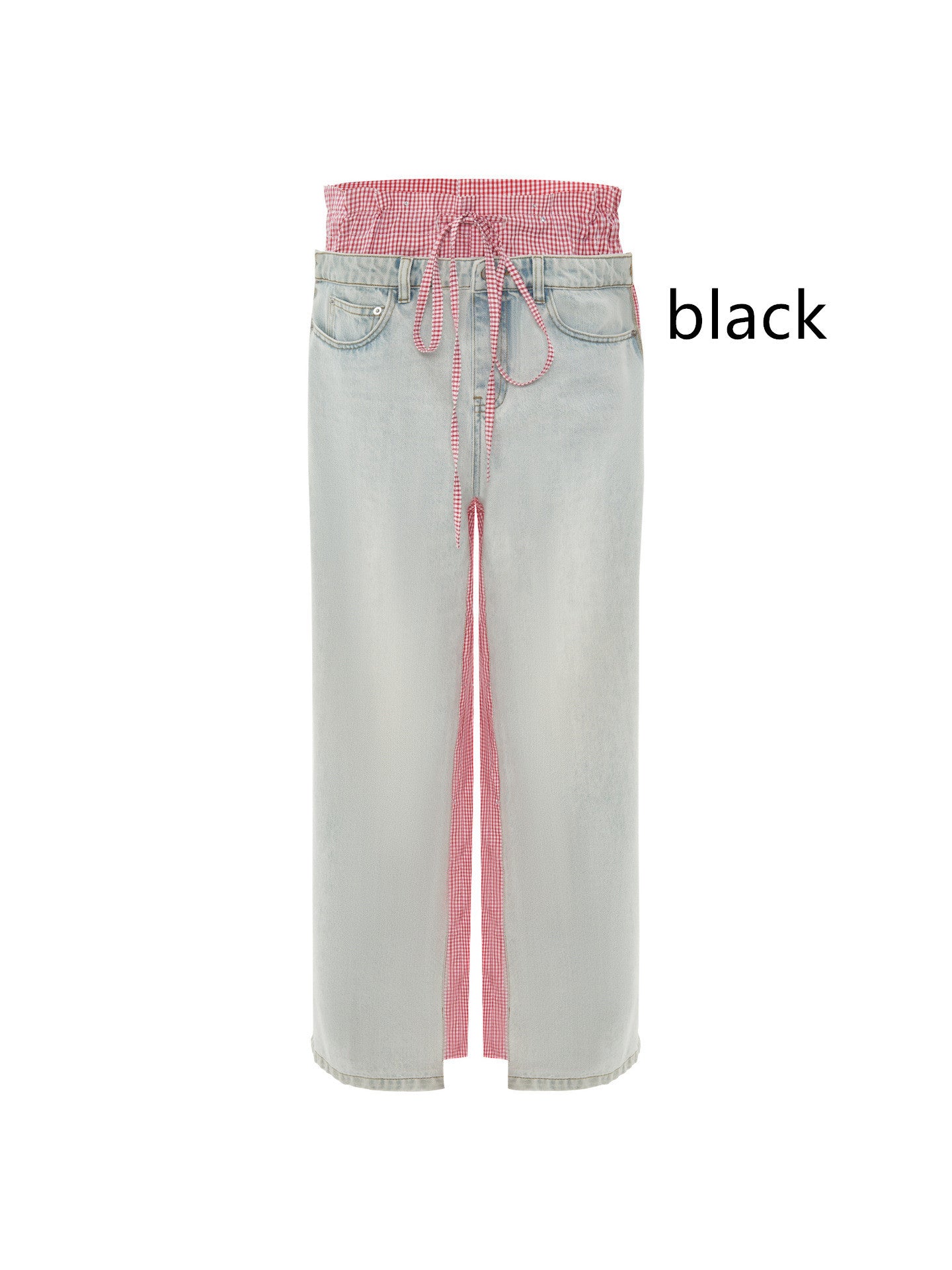 Patchwork Jeans Pink Plaid Women's Clothing ARZ