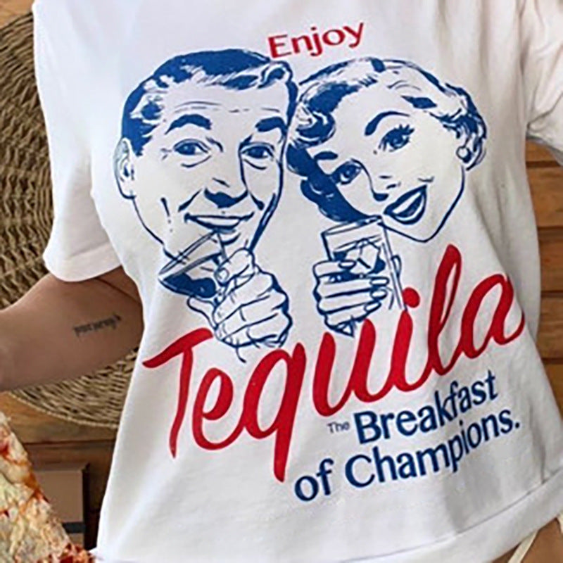 Enjoy Tequila Retro Graphic Tees Women Cute Funny Alcoh ARZ