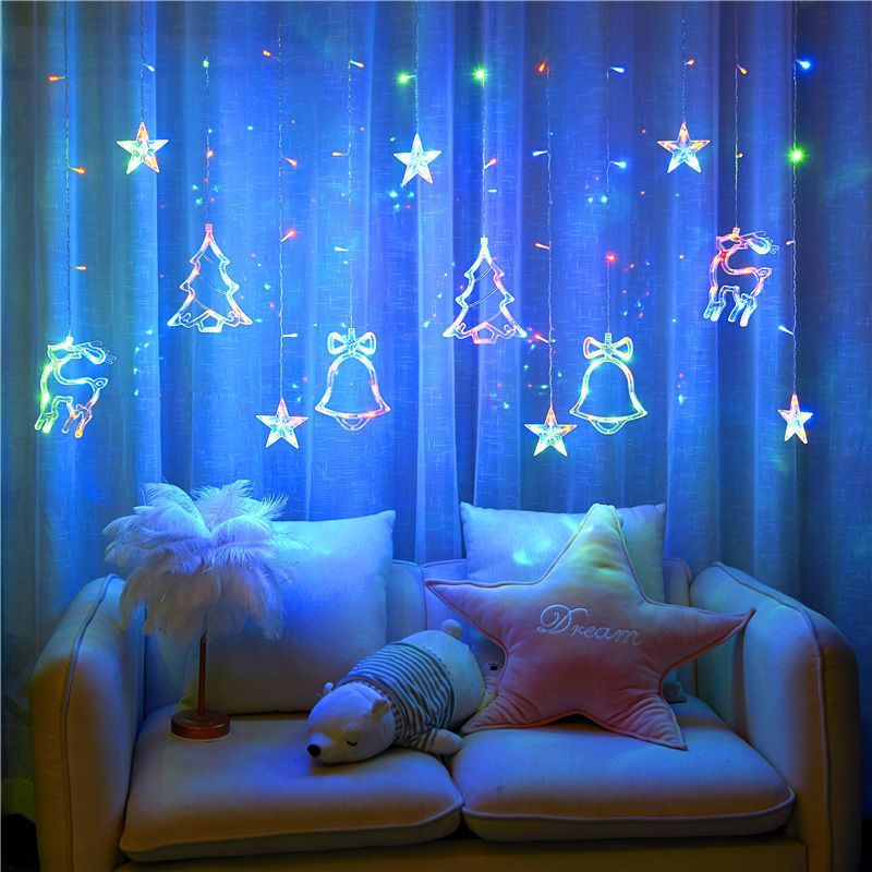 Decorate Christmas Tree Hanging Lamp Room Bedroom Curtain Layout ARZ