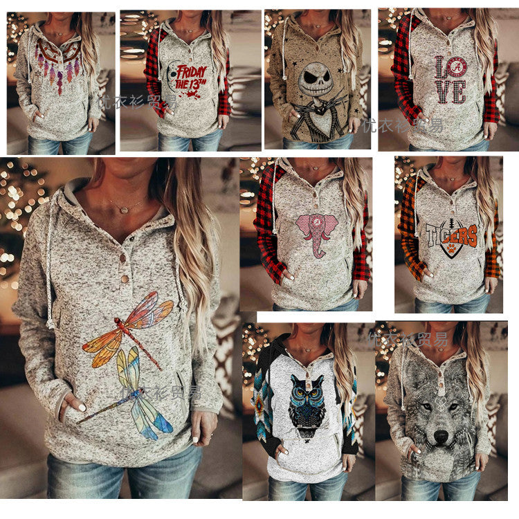 Autumn And Winter Gray Printing Women's Sweater ARZ