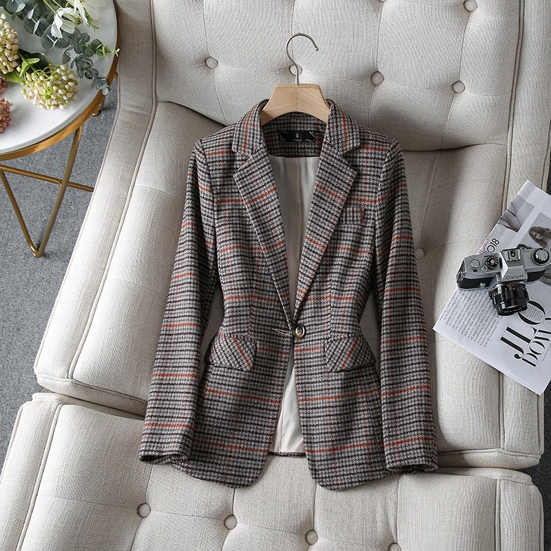 Women's New Fashion Casual Houndstooth Suit Jacket ARZ