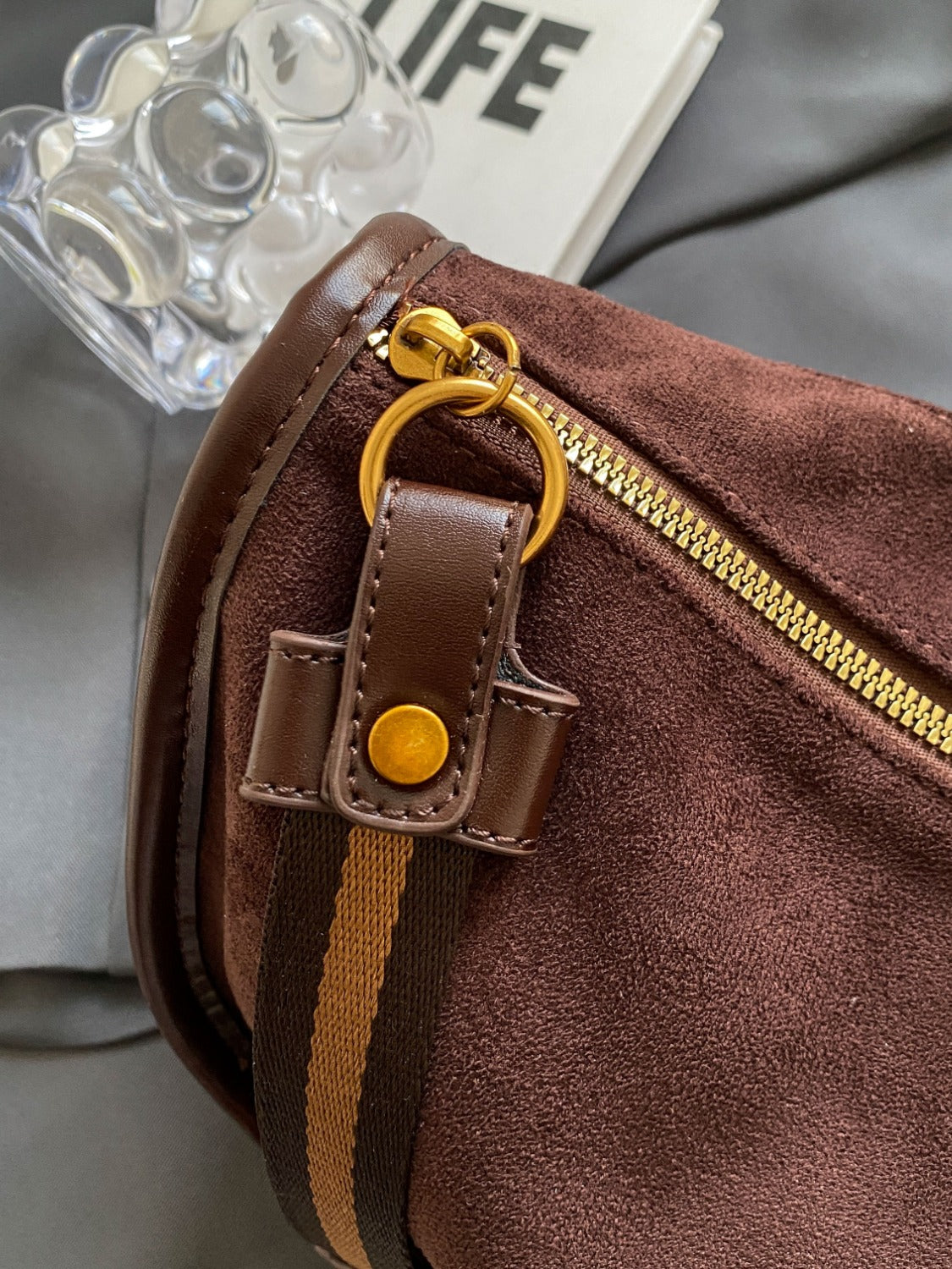 Suede Adjustable Strap Shoulder Bag Trendsi