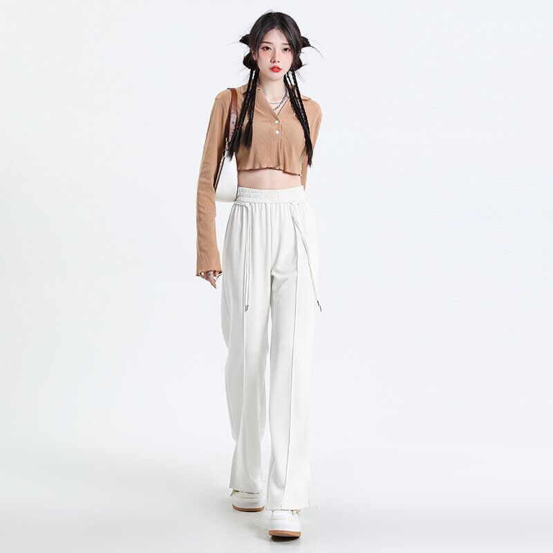 Cuprammonuium Ice Silk Straight-leg Pants Thin High Waist Casual ARZ