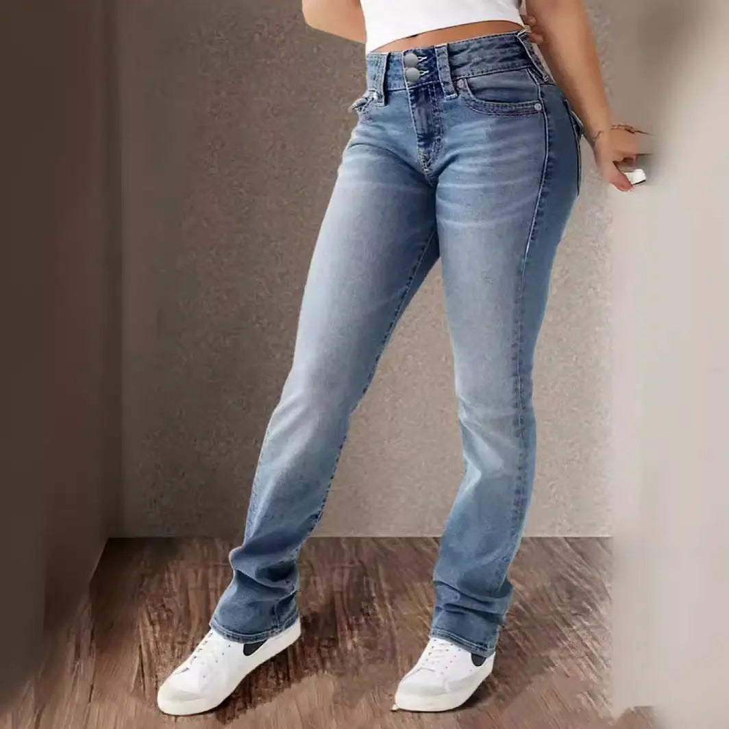 Spring And Summer New Women's Stretch Washed High Waist Jeans Casual Jeans ARZ