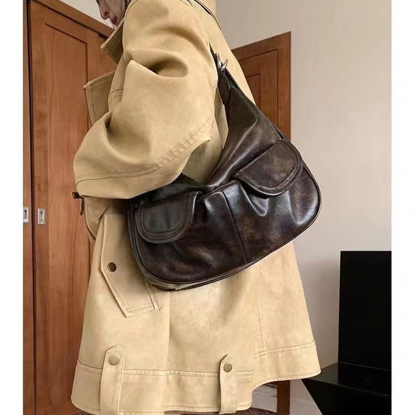 One-shoulder Maillard Distressed Underarm Bag Women ARZ