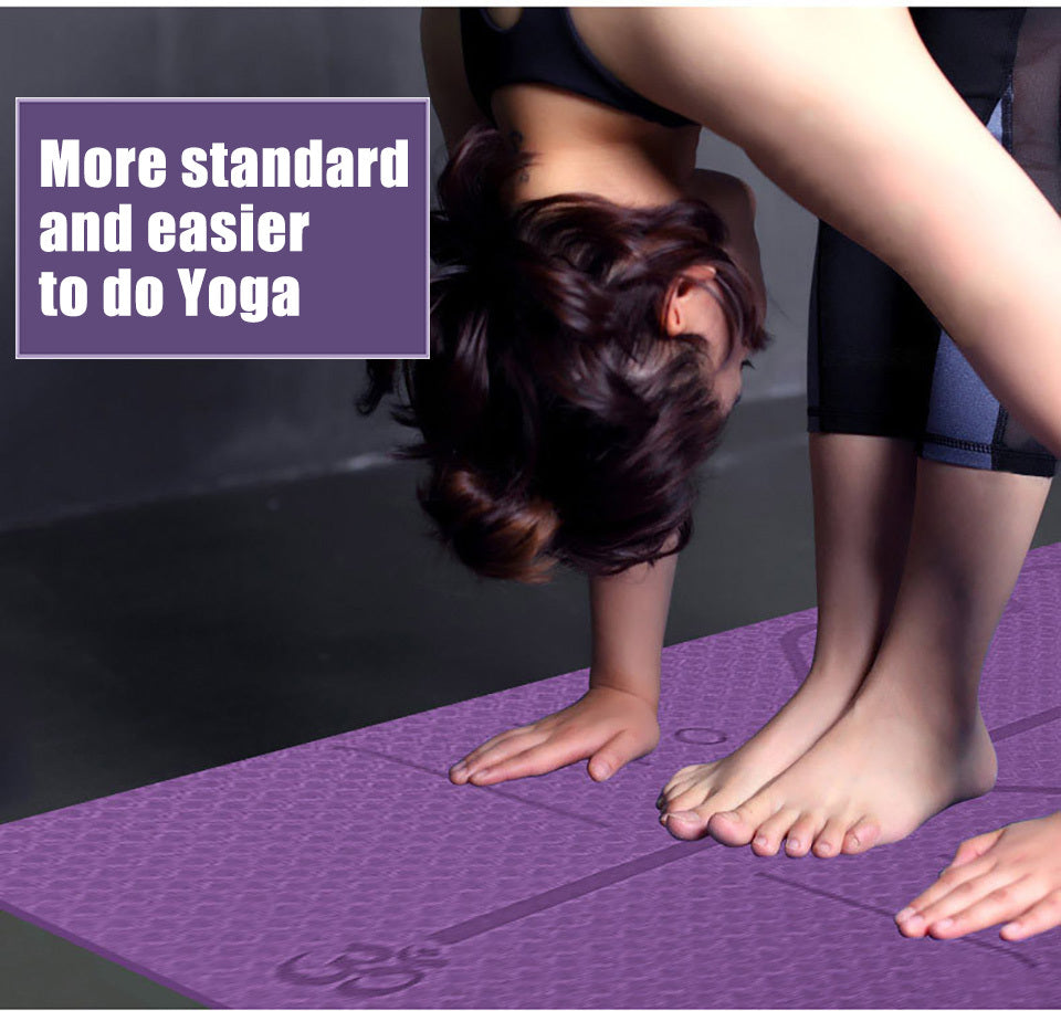 Non Slip TPE Yoga Mat Position Line Beginner ARZ