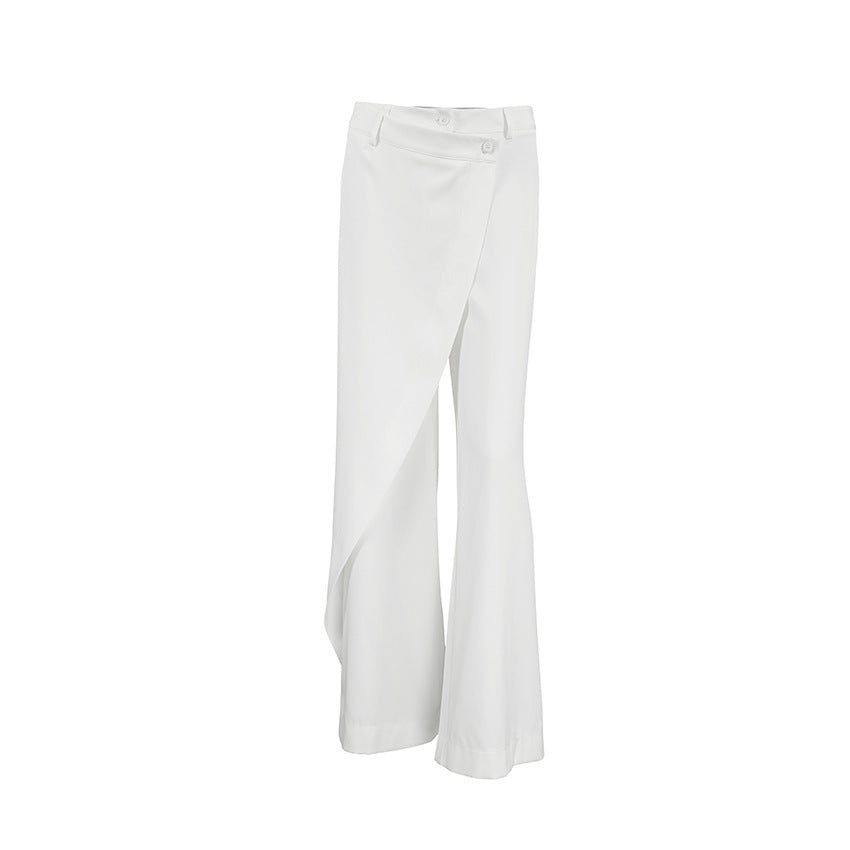 White Stitching Wind Commuter Wide Leg High Waist Casual Pants ARZ