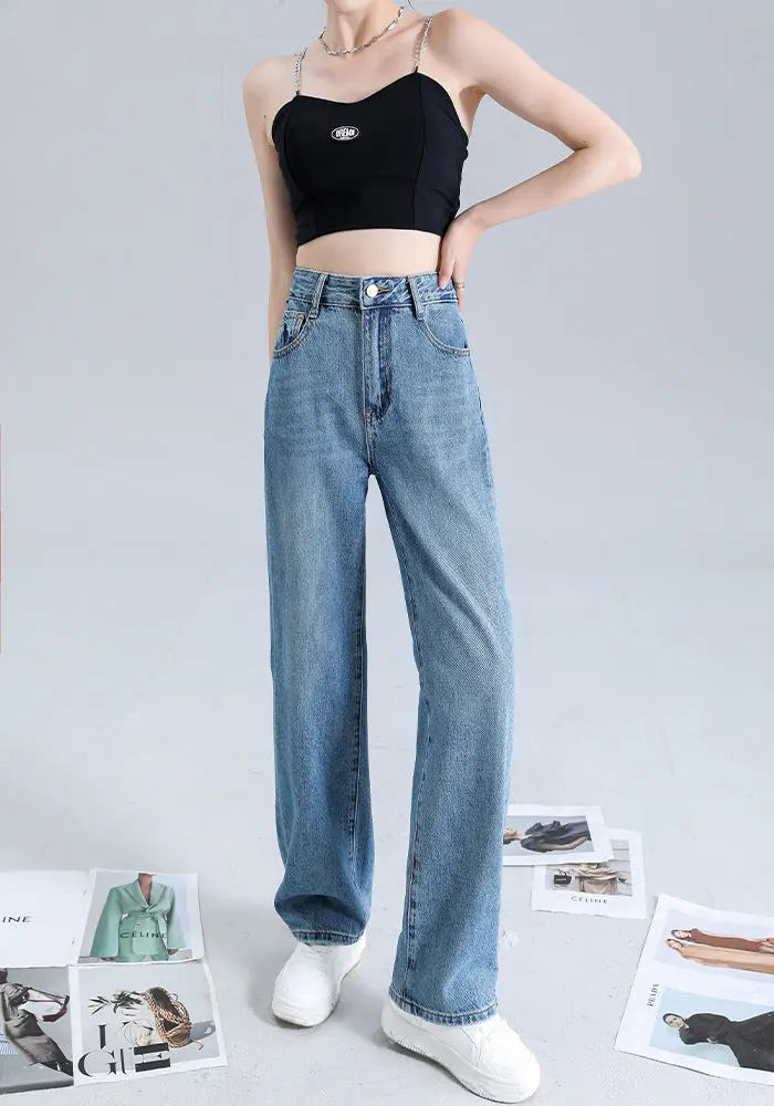 Women's Dark Blue Wide-leg Jeans ARZ