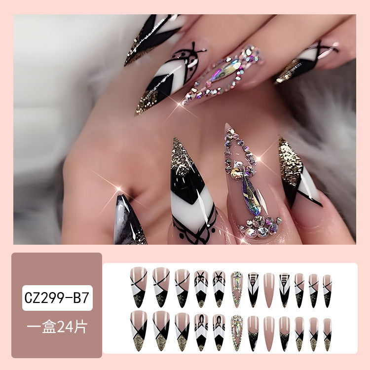 Super Long Diamond Wearing Armor European And American Foreign Trade Nail Stickers ARZ