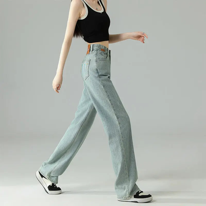 Cropped Trousers Embroidered Wide-leg Jeans ARZ