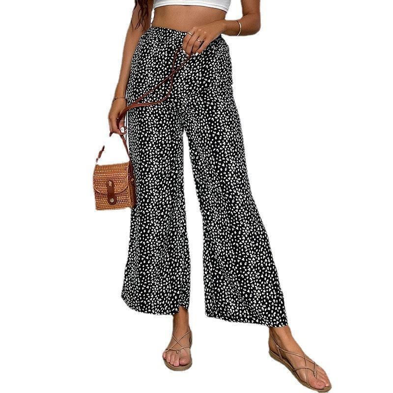 Fashion Women's Wear Elastic Waist Wide Leg Cropped Pants ARZ