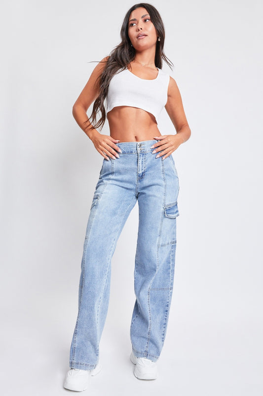 YMI Jeanswear High-Rise Straight Cargo Jeans Trendsi