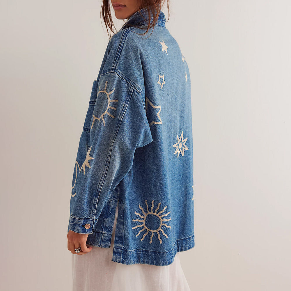 Leisure Embroidery Loose Denim Jacket ARZ