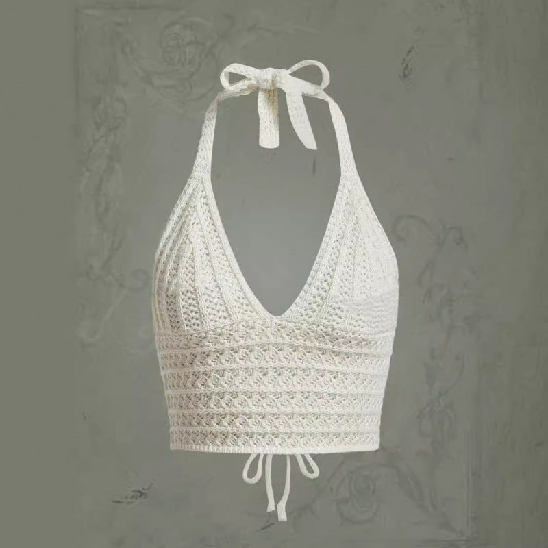 Seaside Holiday Short Inner Woven Halter Top Vest For Women ARZ