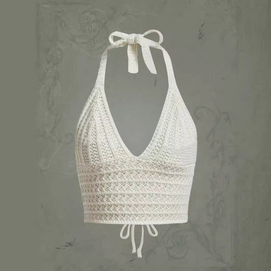 Seaside Holiday Short Inner Woven Halter Top Vest For Women ARZ