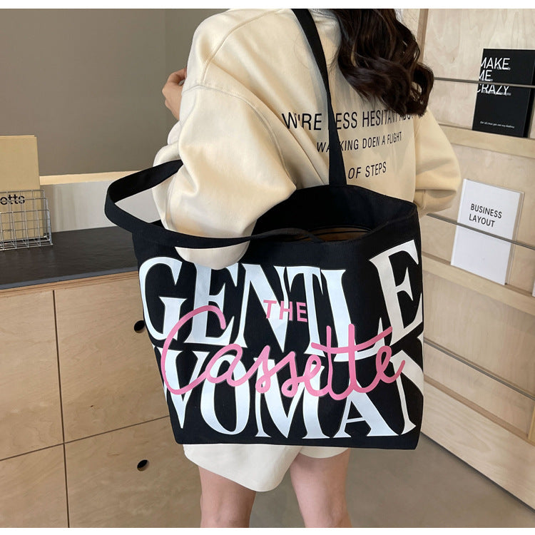 Letter Printed Totes Fashion Large Capacity Canvas Bags Women's Handbag Cute Sweet Shoulder Bag ARZ