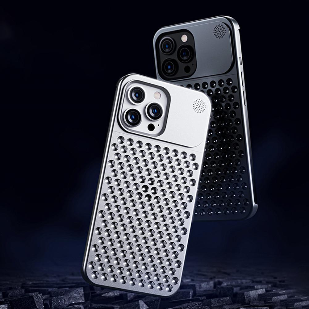 Aluminum Alloy Phone Case For 14 13 Pro Max Plus Hollow Heat Dissipation Anti-fall Full Body Shockproof Phone Cove ARZ