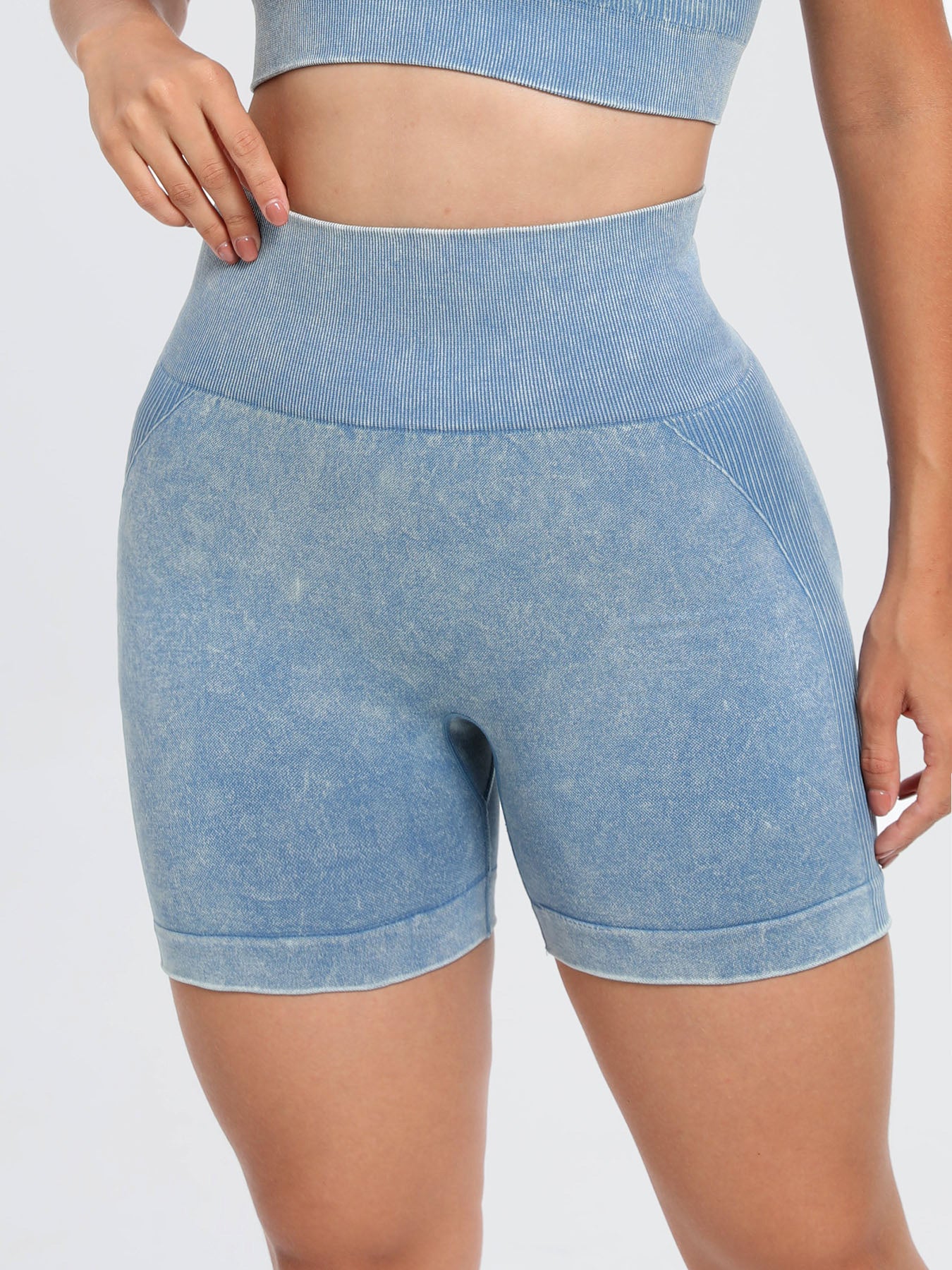 Washed High Waist Active Shorts Trendsi