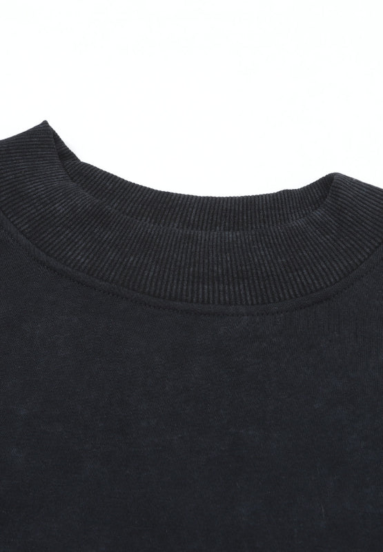 Mock Neck Dropped Shoulder Sweatshirt Trendsi