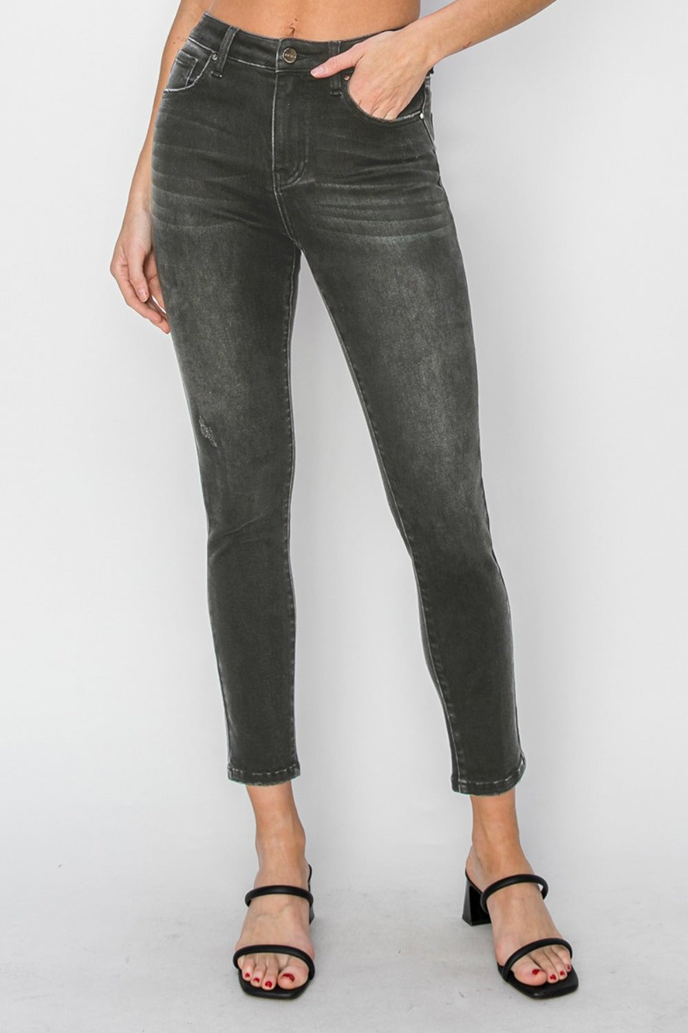 RISEN Full Size High Rise Ankle Skinny Jeans Trendsi