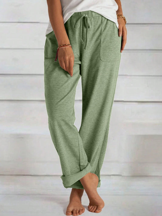 Tied Wide Leg Pants with Pockets for Ultimate Comfort Trendsi