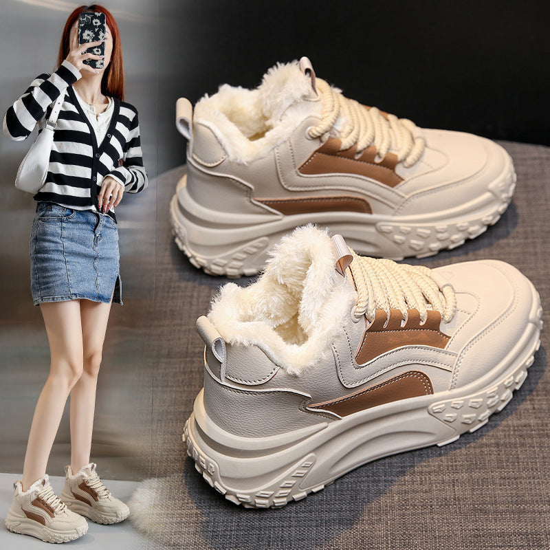 Female Fleece-lined Warm Leisure Sports Cotton Shoes ARZ