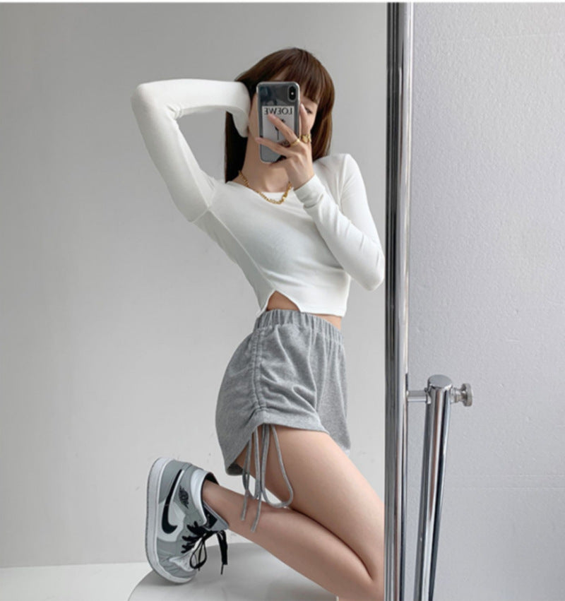 Cotton Sports Casual Pants Sexy Drawstring High Waist ARZ