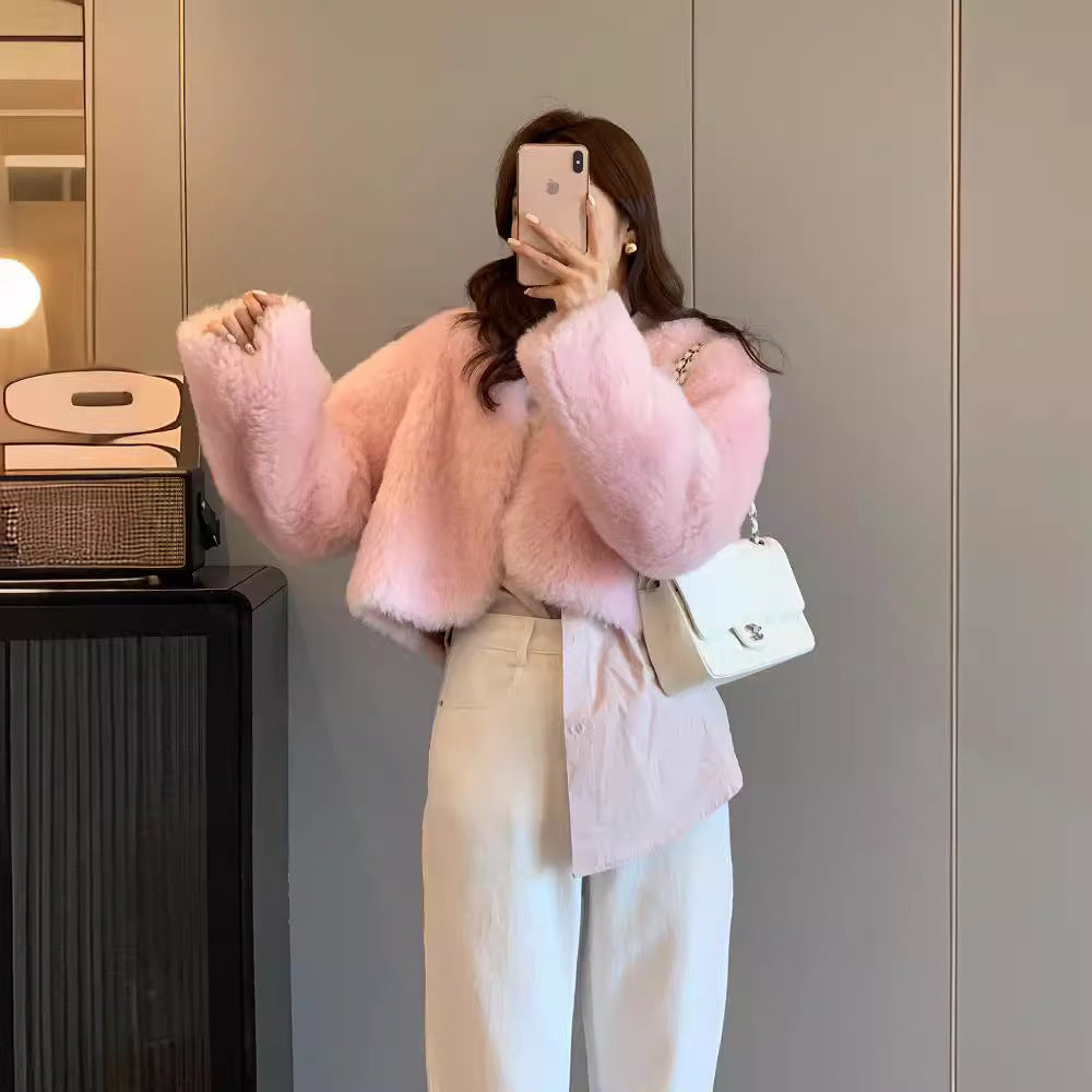 Women's V-neck Korean-style Fur Coat ARZ