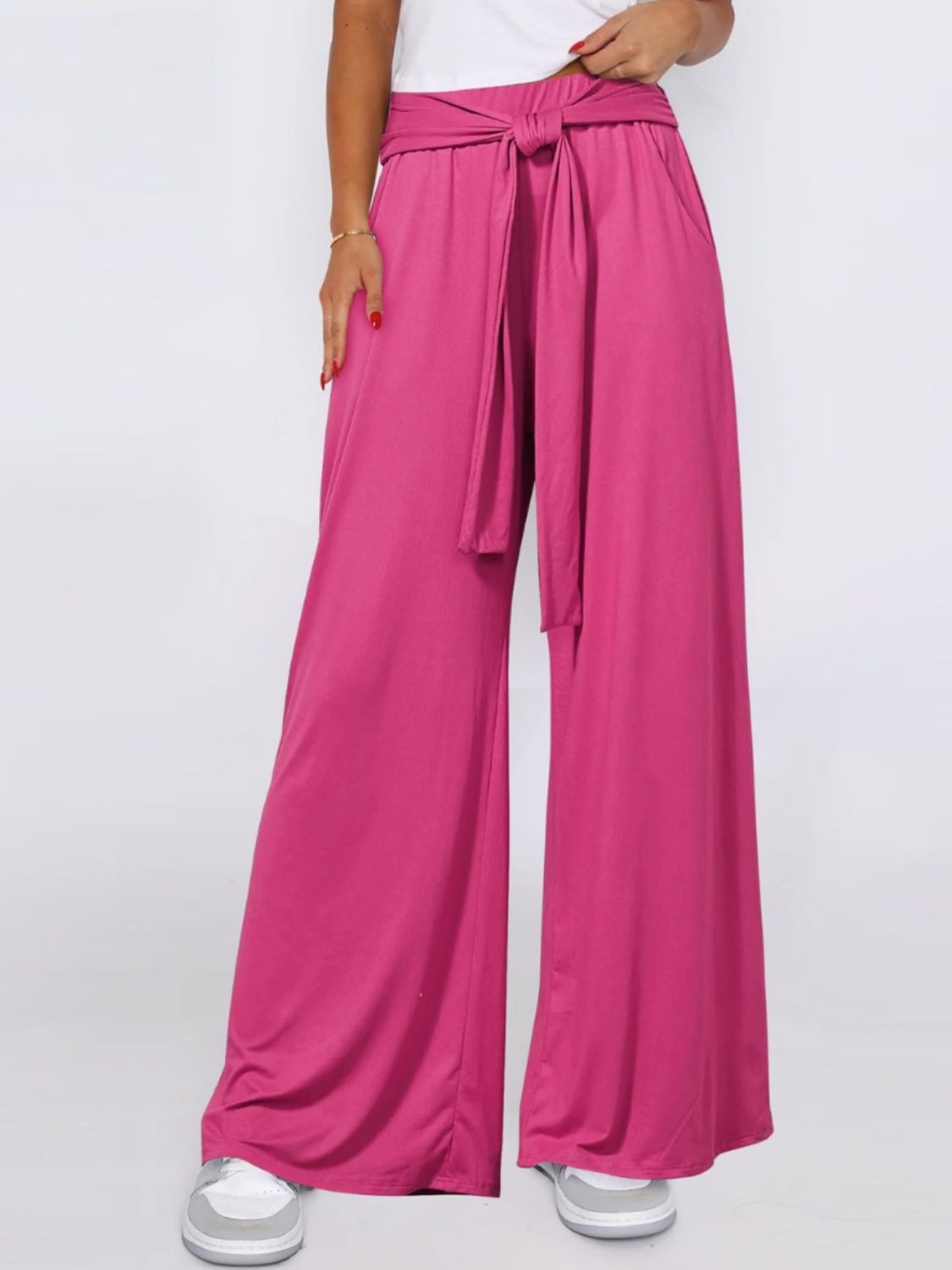 Tied Wide Leg Pants with Pockets Trendsi