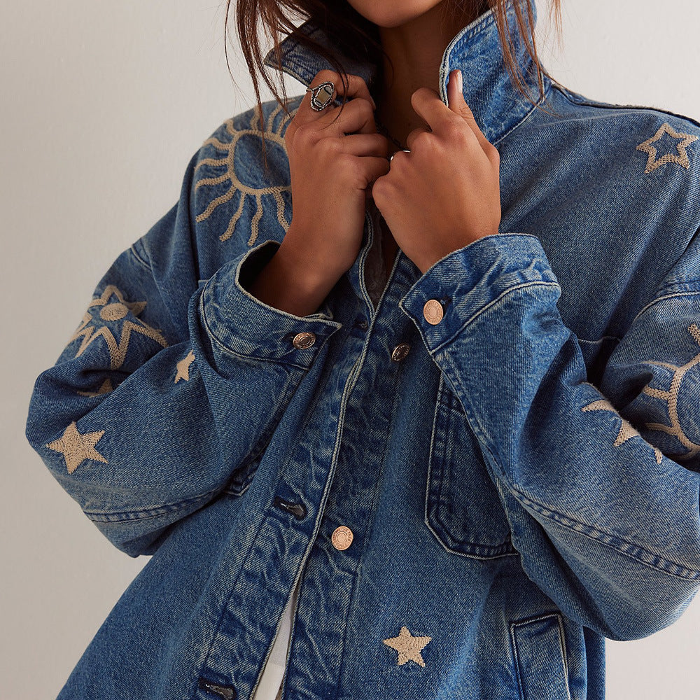 Leisure Embroidery Loose Denim Jacket ARZ