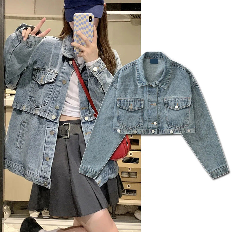 Vintage Denim Jacket Women's Detachable Jacket Top ARZ