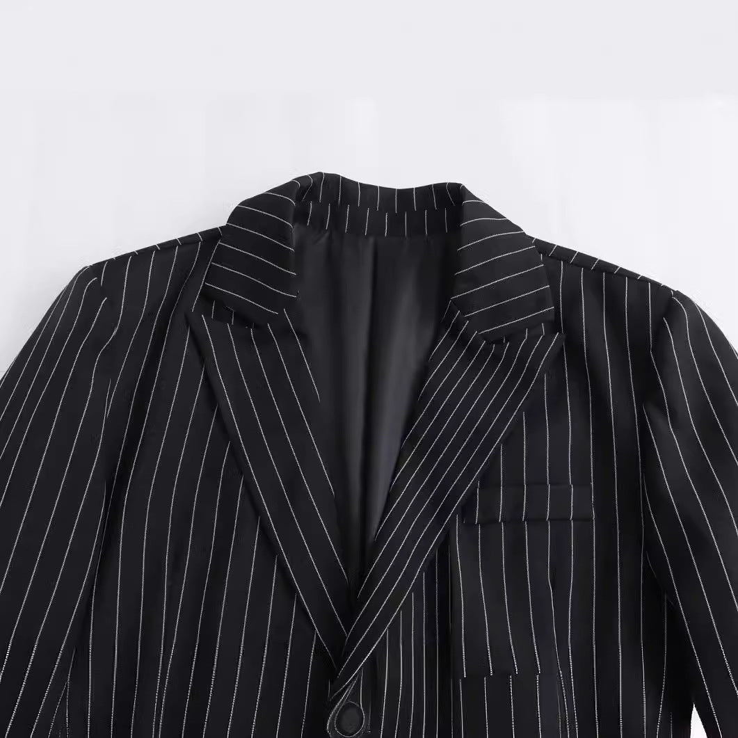 OL Temperament Commute Vertical Striped Suit European And American Female Suit Coat ARZ