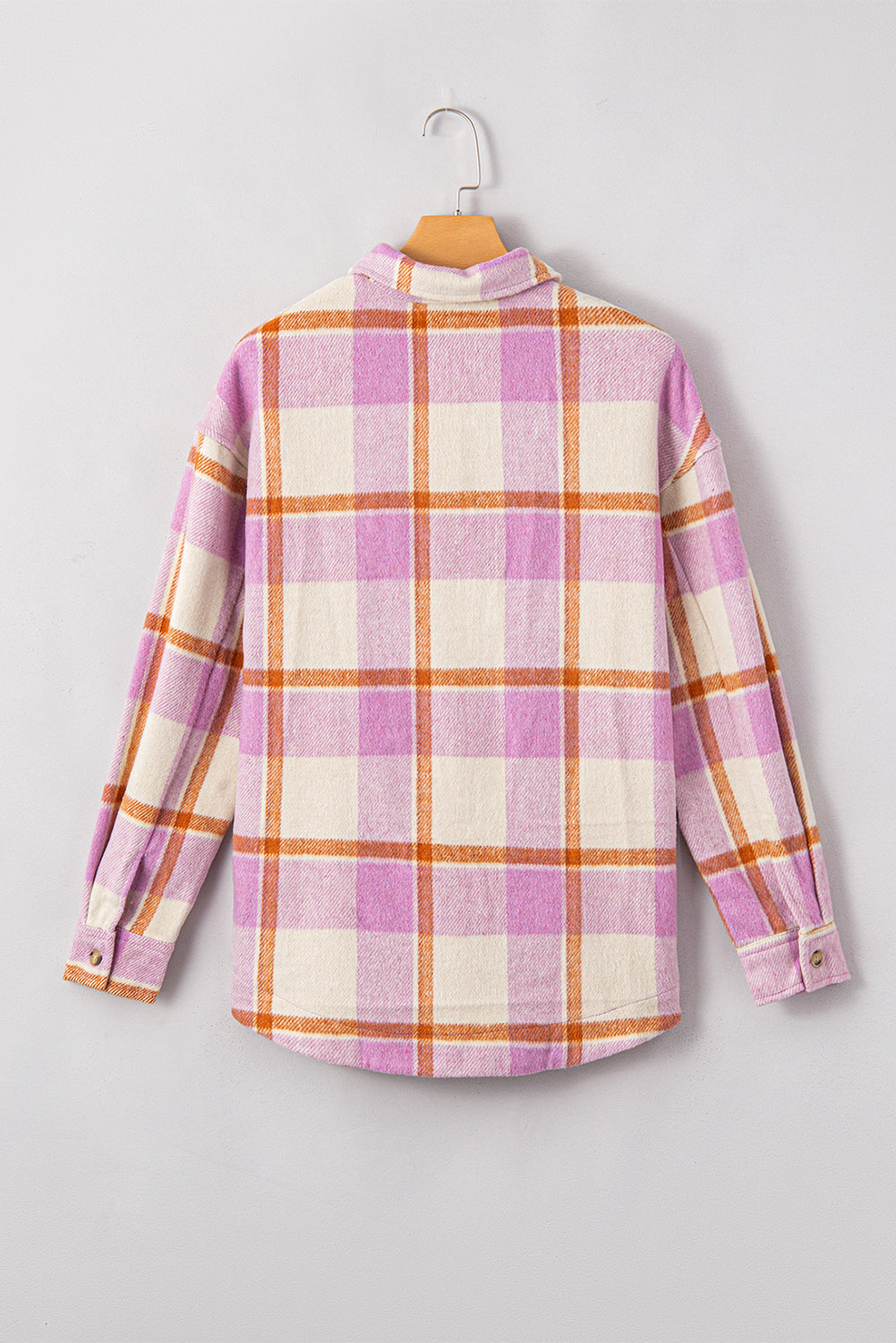 Plaid Corduroy Pockets Brushed Checkered Shacket Trendsi