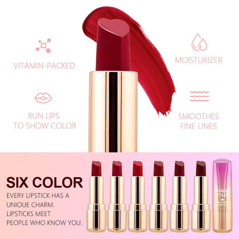 Six-color Heart-shaped Matte Lipstick Easy To Color And Moisten ARZ