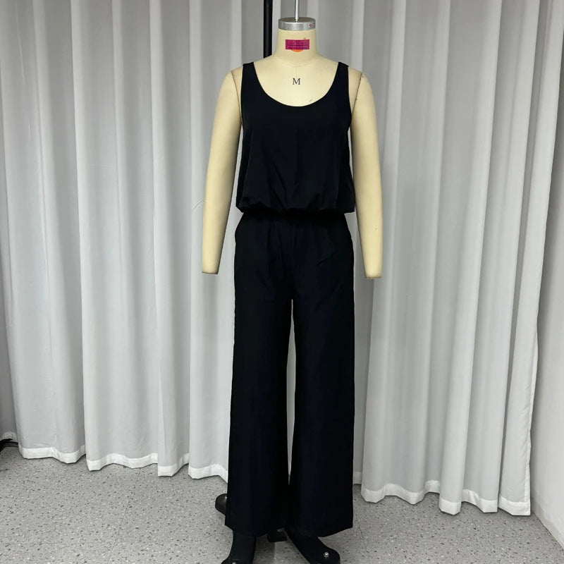 New European And American Solid Color Sleeveless Top Casual Suit ARZ