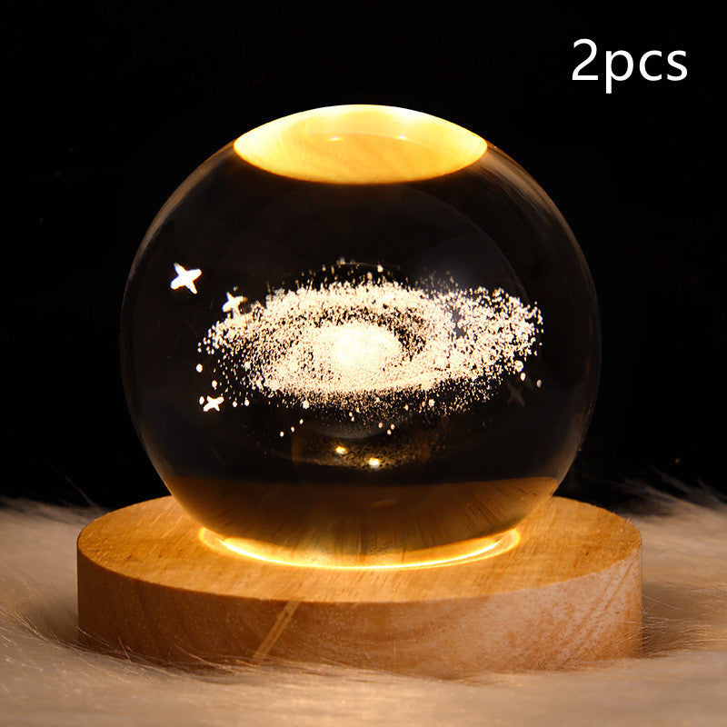 LED Night Light Galaxy Crystal Ball Table Lamp 3D Planet Moon Lamp Bedroom Home Decor For Kids Party Children Birthday Gifts ARZ