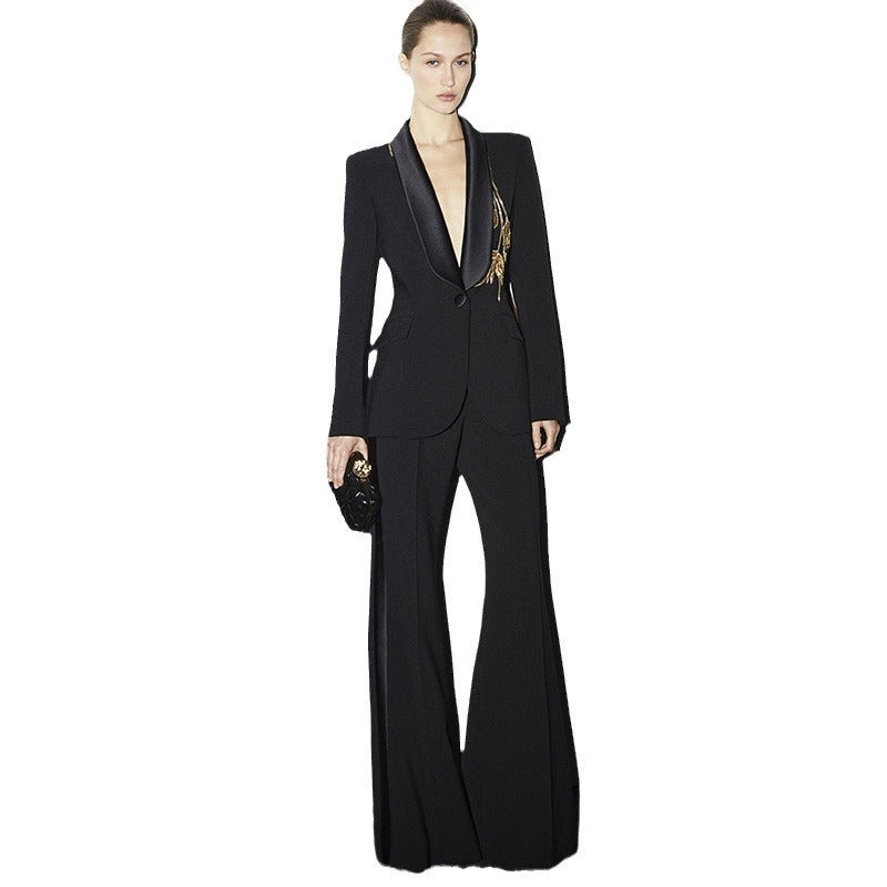 Beaded Slim Suit Flared Pants Two-piece Suit ARZ