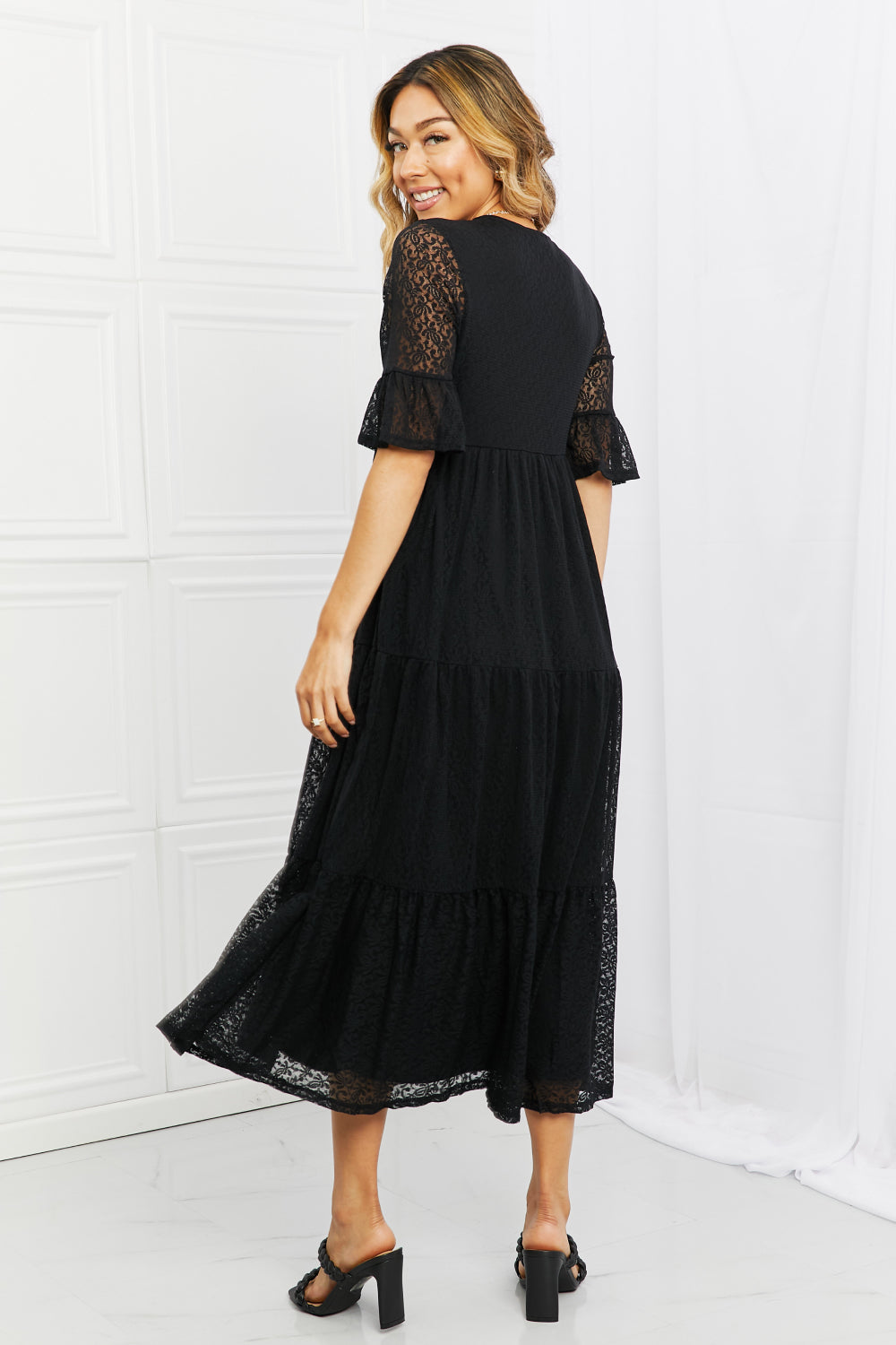 P & Rose Lovely Lace Full Size Tiered Dress Trendsi